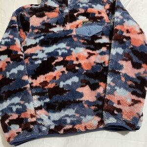 LL Bean Fleece Pullover in Blue and Pink Camo Women’s Size Medium